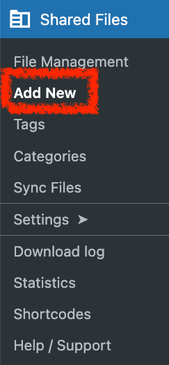 Add New File - Shared Files Pro
